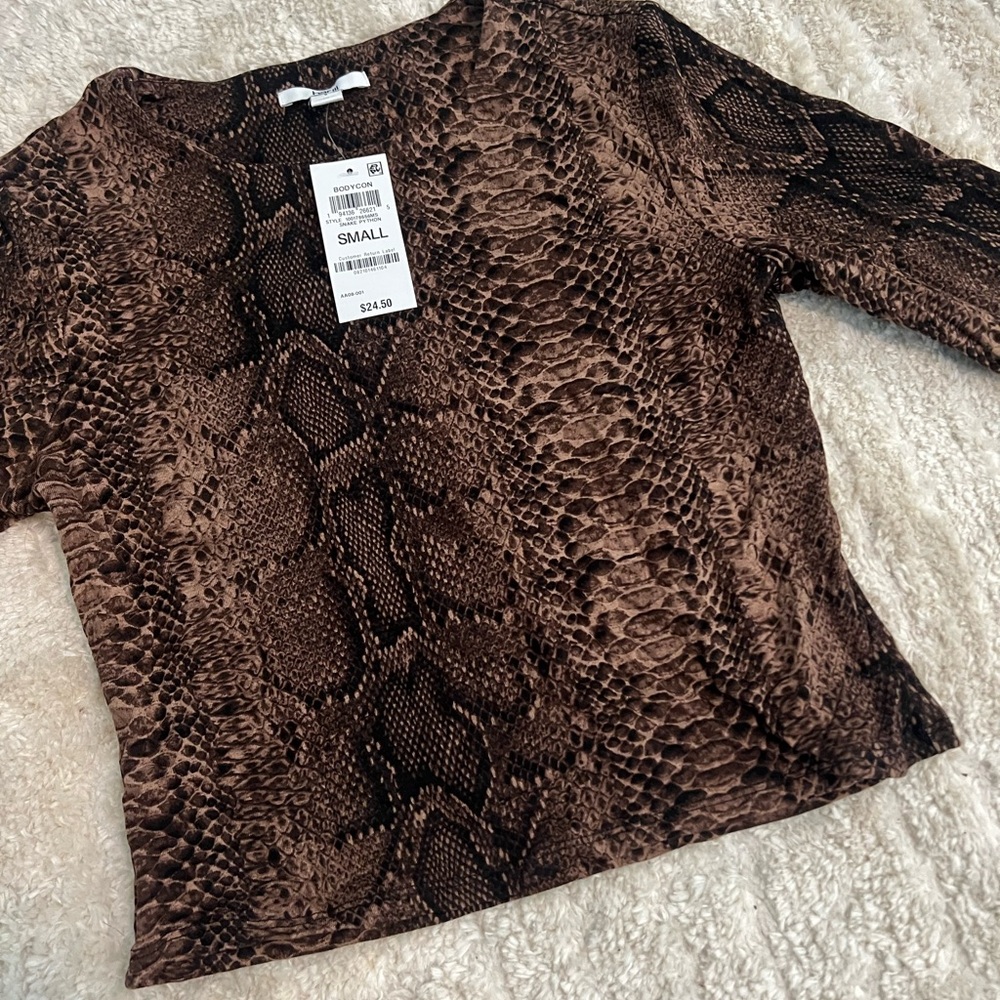 NWT Brown Snakeskin Top
